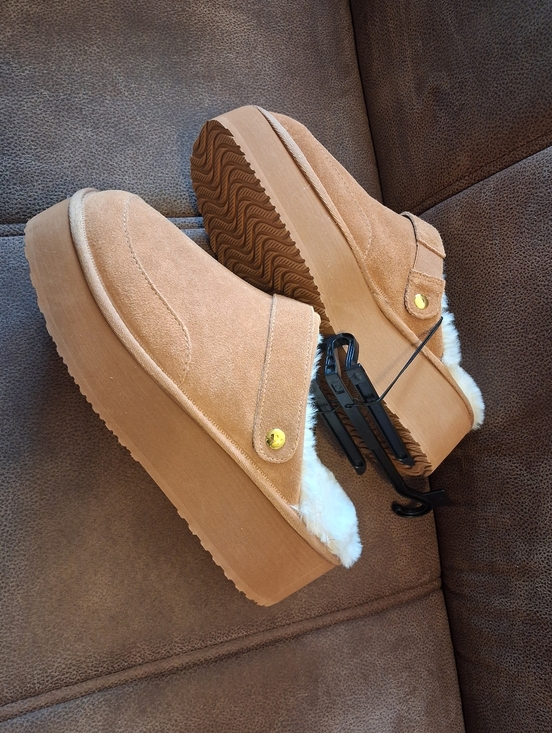 Joyspun Shoes - JoySpun Women's Faux Suede Platform Clogs with Faux Fur Lining Chestnut Size 10